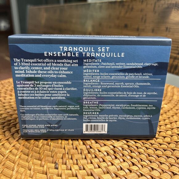 WOOLZIES Tranquil Set of 3 x 10 ml Essential Oil Blends, New in Box - Picture 2 of 3
